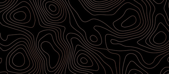 Abstract black topographic patterns background. Contour line geography texture curve grid. Wavy style mountain relief landscape topography design. Layered paper cutout backdrop.	