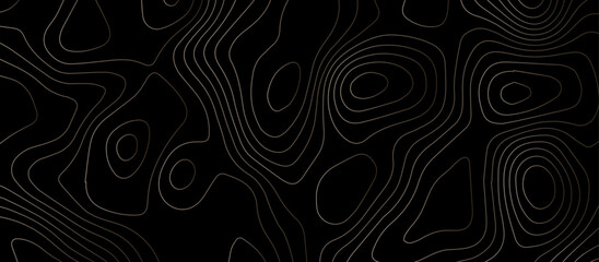 Abstract black topographic patterns background. Contour line geography texture curve grid. Wavy style mountain relief landscape topography design. Layered paper cutout backdrop.	