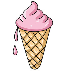 Cute cartoon hand drawn vector ice-cream cone clipart.