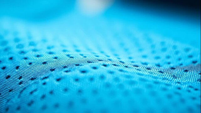 Close Up of Light Blue Technical Fabric With Small Holes, Macro