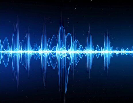 Blue abstract waveform representing sound or data visualization