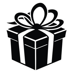 presents a closed gift box wrapped with ribbon and topped with a decorative bow