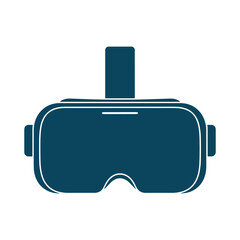 Teal virtual reality headset icon with white outline on white background goggles