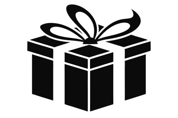 Black gift box illustration with bow showing ribbon design on a white background