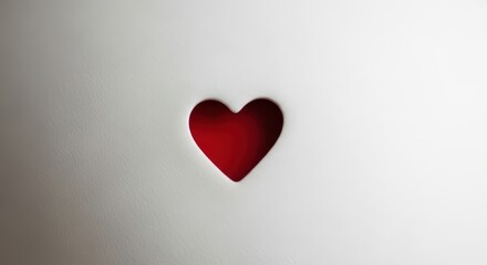 Obraz premium Minimalist red heart cutout on white surface