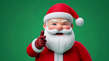 Animated Santa Claus with various gestures and expressions on green background for holiday content