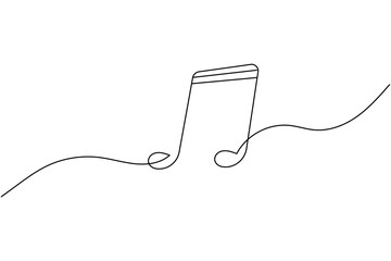 Fototapeta premium Minimalist one line drawing of music notes on a white background, perfect for creative and artistic design concepts