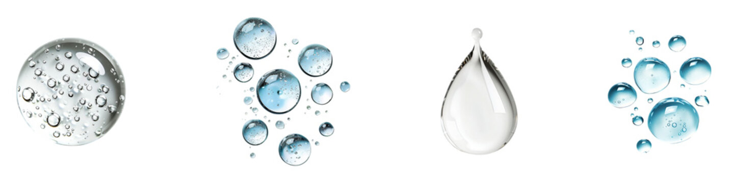 Distinct Images Depicting Water Droplets Liquid Structures for Scientific Purposes