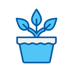 Illustration of a potted plant with three leaves against a black background