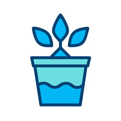 A modern flat illustration of a hydroculture plant in a pot of water
