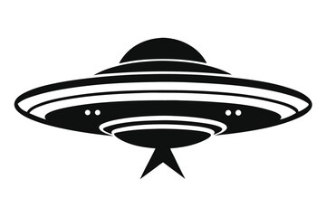 Silhouette of an unidentified flying object reveals a classic saucer shape against a plain backdrop