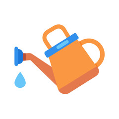Fototapeta premium Orange Watering Can with a Blue Trim Pouring a Drop of Water Isolated