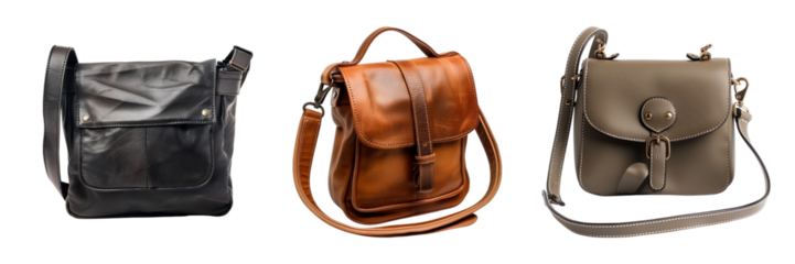 Stylish leather shoulder bags in brown olive green