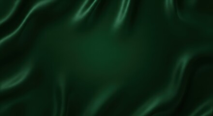 Dark green silk fabric texture with elegant wave patterns