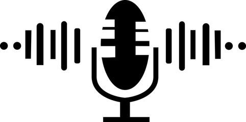Microphone with sound wave illustration perfect for podcasting or recording audio