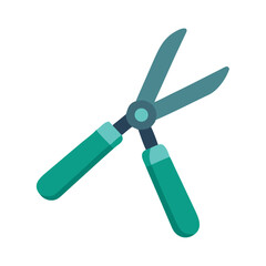 Illustration of teal pruning shears against a black background in flat style