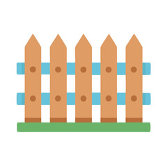 Simple rustic wooden fence with posts and rail detail on green ground