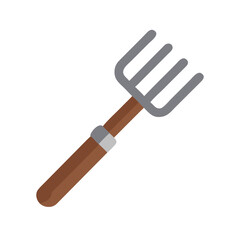 Isolated flat vector illustration of a garden fork on a black background