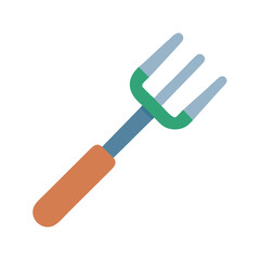 Isolated garden fork with an orange handle against a black background
