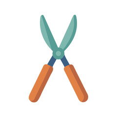 Flat design illustration of garden shears on black background, gardening concept