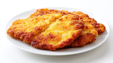 Knusprige Schweineschnitzel auf weißem Teller