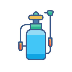 Illustration of a garden sprayer with a water tank, on a black background