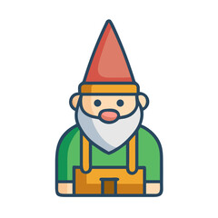 Illustration of a garden gnome with a pointy hat on black background