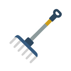 Stylized Illustration of a Garden Rake on Black Background for Garden Concepts
