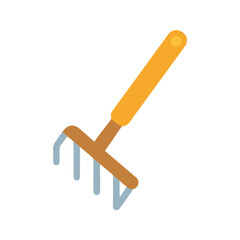 Rake illustration isolated on black background. Simple garden tool for springtime concept