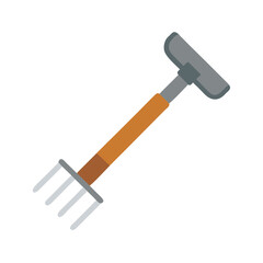 Simple flat vector graphic of a garden rake on a black background