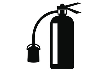 Obraz premium A sleek black fire extinguisher icon displays its unique hose and nozzle assembly