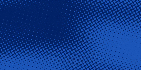 Abstract halftone texture blue background in geometric style. Dots pop art comics with summer background.