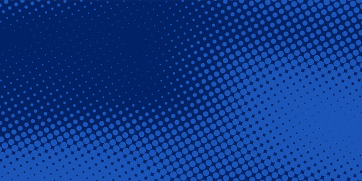 Abstract halftone texture blue background in geometric style. Dots pop art comics with summer background.