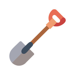 A simple flat vector illustration of a shovel isolated on a black background