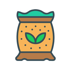 Illustration of bag filled with soil or fertilizer, suitable for gardening