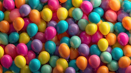 Obraz premium Vibrant Assortment of Colorful Balloons Filling the Frame in a Festive Celebration