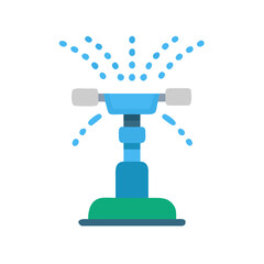 Isolated lawn sprinkler illustration on black background providing irrigation for gardening