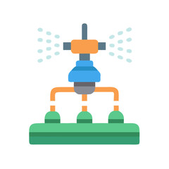 Illustration of an automated sprinkler system for agriculture irrigation against a black background