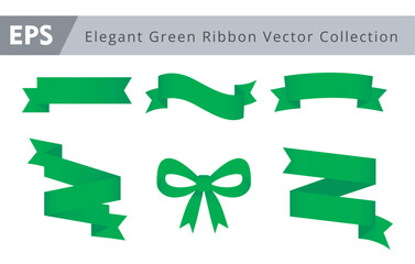 Elegant Green Ribbon Vector Collection Set