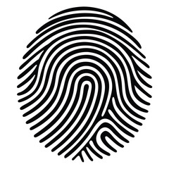 Close up shot showing a black fingerprint pattern on a plain white surface