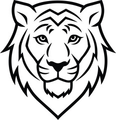 Bold black and white tiger face graphic design silhouette