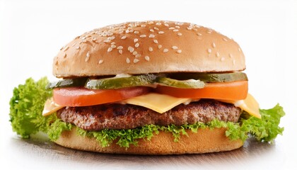 fresh burger isolated on white background