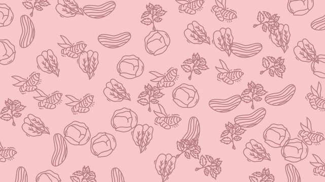 Minimalist Vegetable Line Art Motion Graphic Loop.