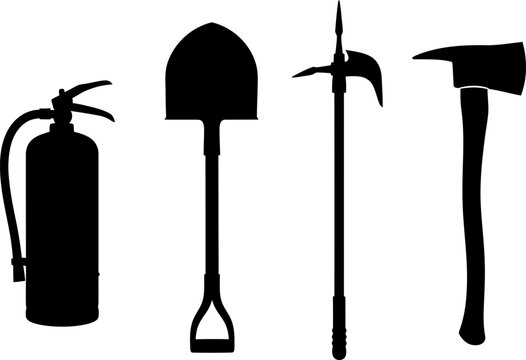 set of tools, fire fighter tools equipment