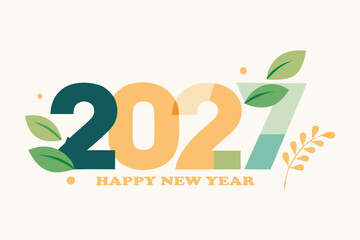 Happy New Year 2027 Nature Inspired Minimalist Eco Design