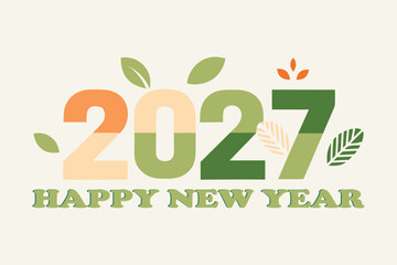 Happy New Year 2027 Eco Nature Minimalist Green Design