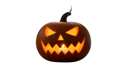 Glowing Jack-o’-Lantern Pumpkin with Menacing Smile — Halloween Decor