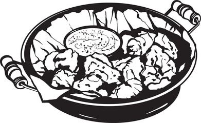 Alligator bites Hand drawn vector illustration. Black and white graphics on a white background