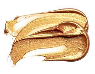 Close-up of two golden brushstrokes against a clean white backdrop