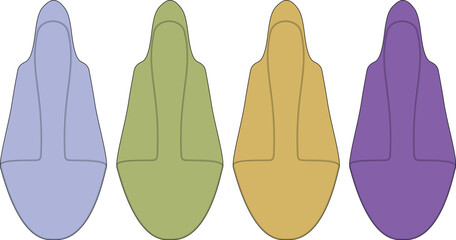 Abstract illustration of footwear, presenting a diverse selection of colorful shoe designs for conceptual representation